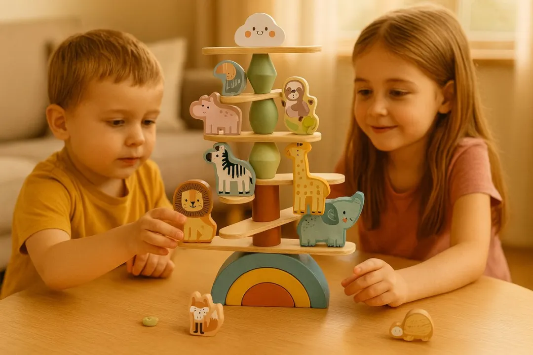 Tooky Toy Dieren Stapeltoren - 29-delig - Multicolor