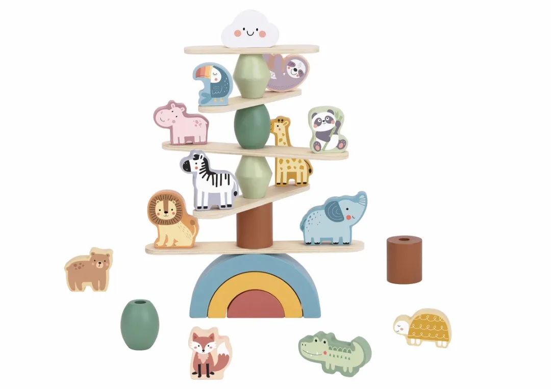 Tooky Toy Dieren Stapeltoren - 29-delig - Multicolor