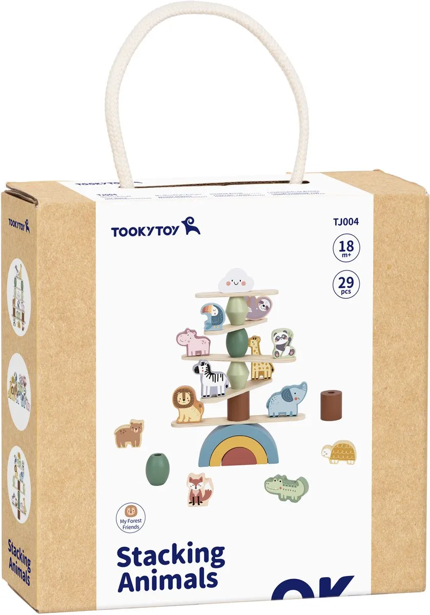 Tooky Toy Dieren Stapeltoren - 29-delig - Multicolor