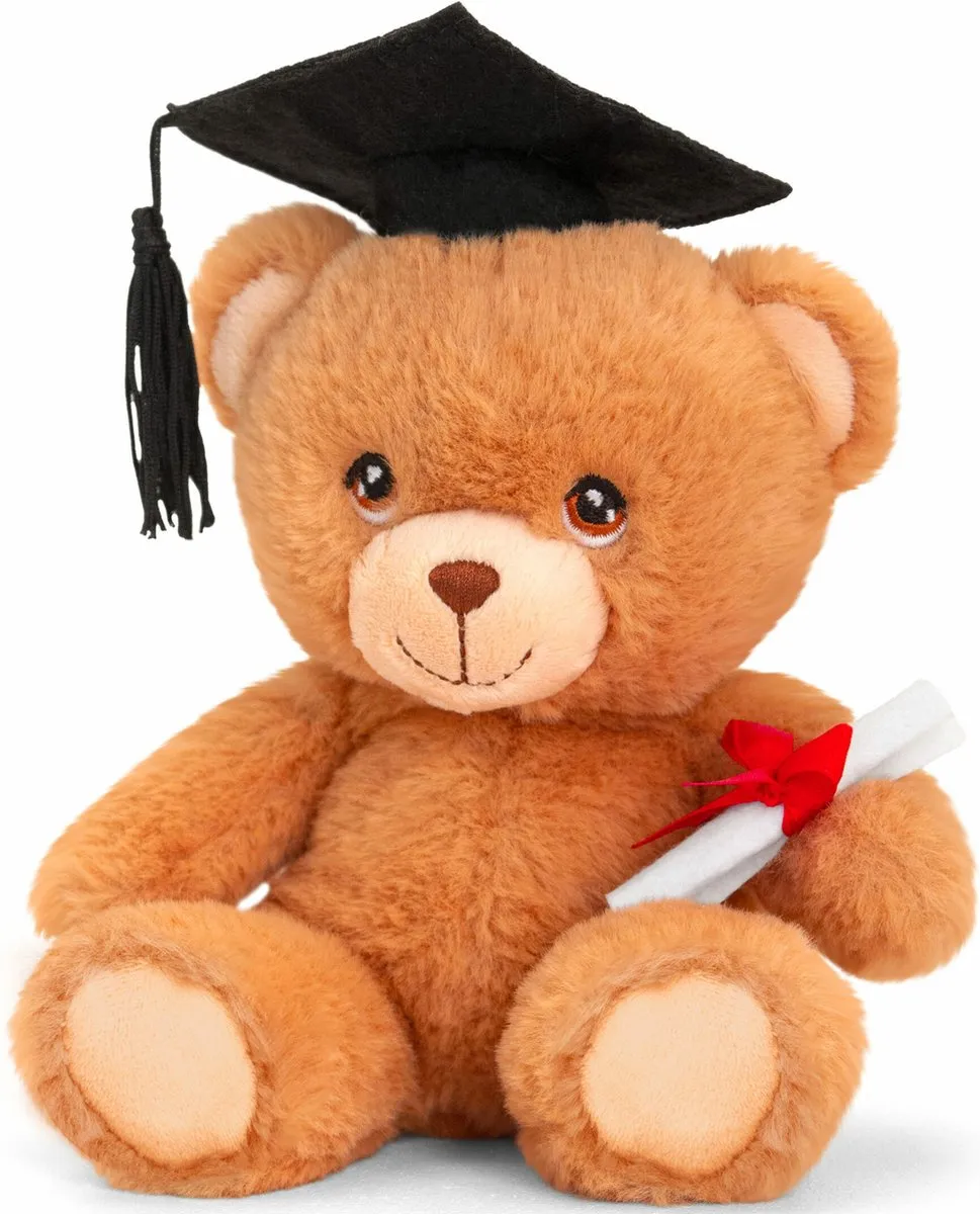 Keeleco Pluche Knuffelbeer Diploma Bruin 15cm