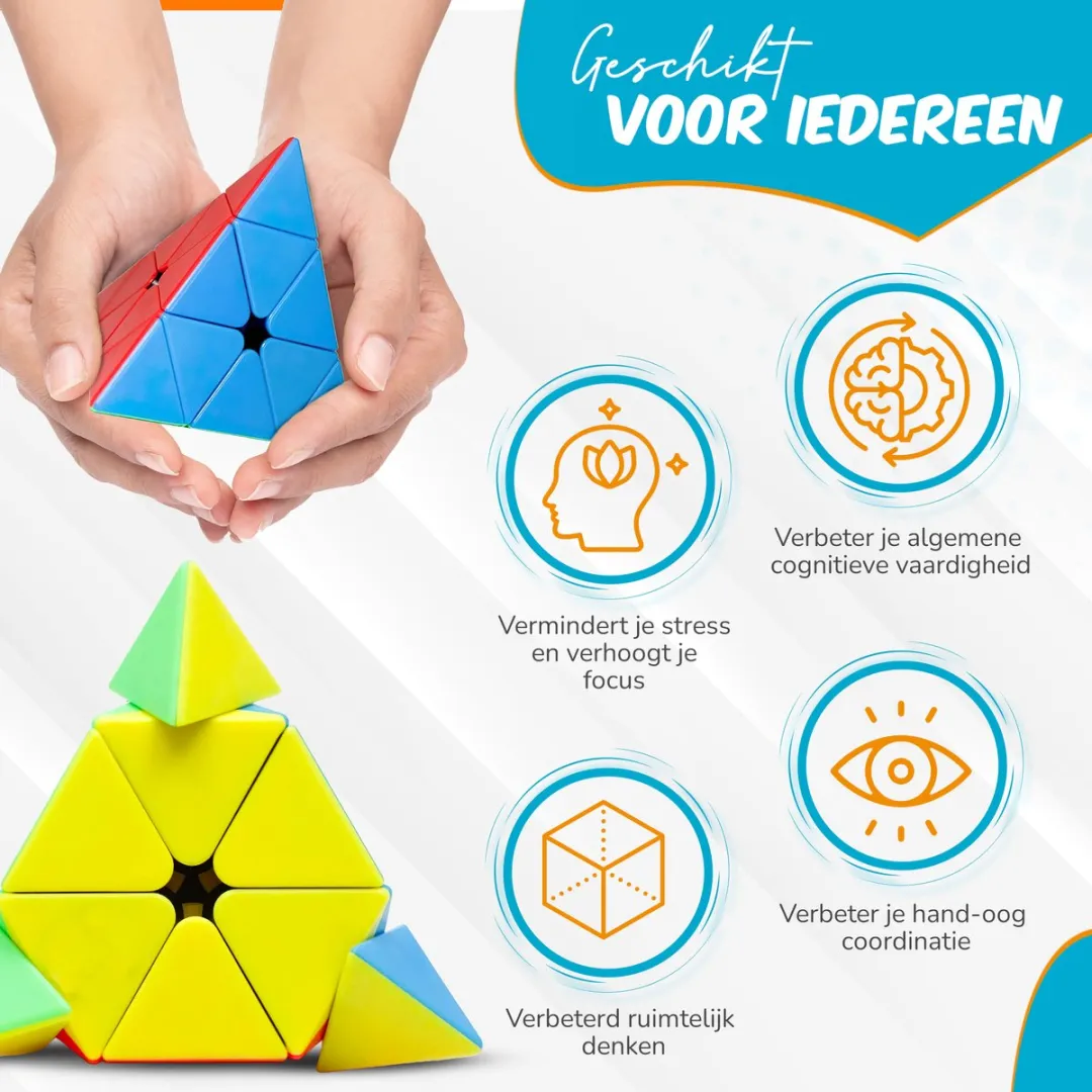 Pyraminx Kubus - Breinbrekers voor Volwassenen en Kinderen - Cube - Kubus - Puzzel Kubus - Cadeauset