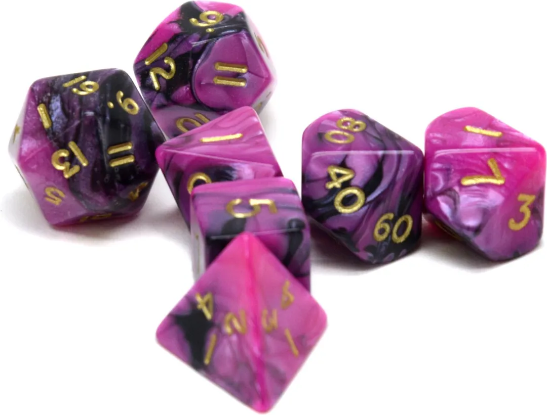 HOT Games Dobbelstenen Set 7 Stuks - Toxic Paars/Zwart