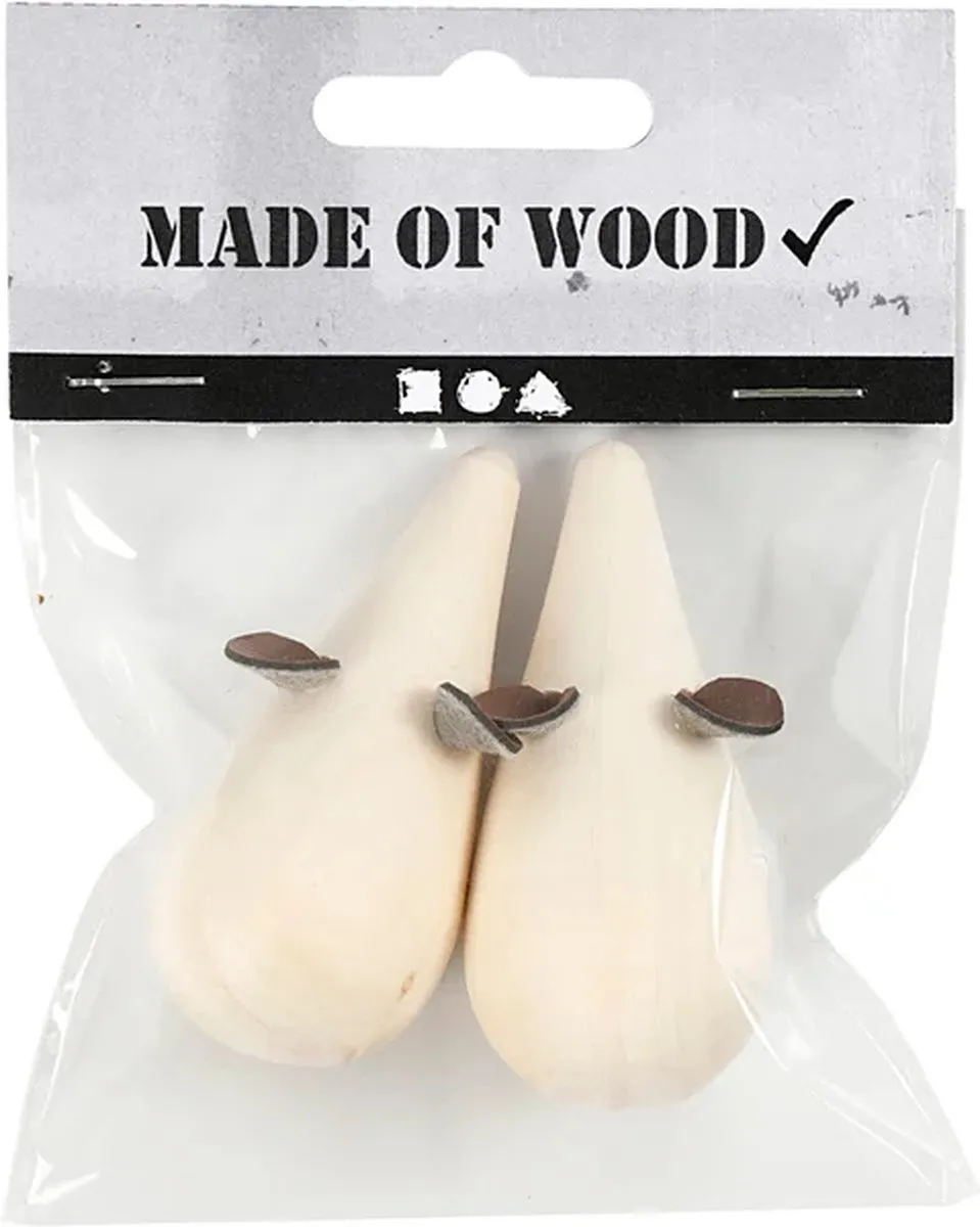 Creativ Company Houten Muis - 2 Stuks Multicolor