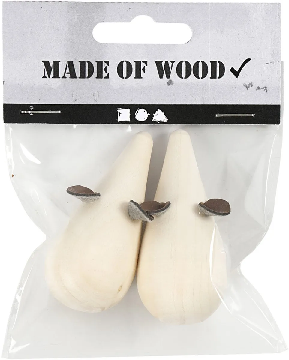 Creativ Company Houten Muis - 2 Stuks Multicolor