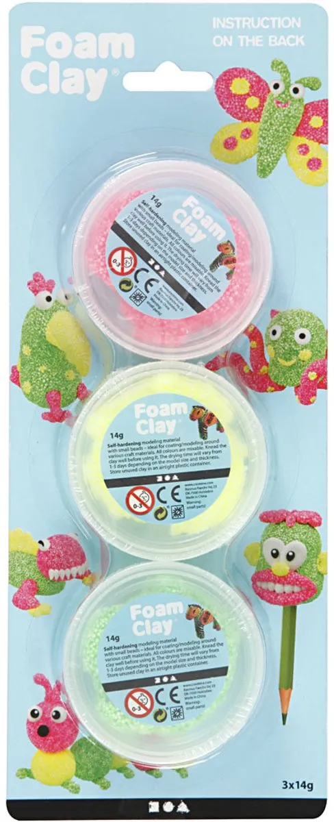 Foam Clay Zelfhardende Klei - 3 Stuks - Roze/Lime/Neon Groen