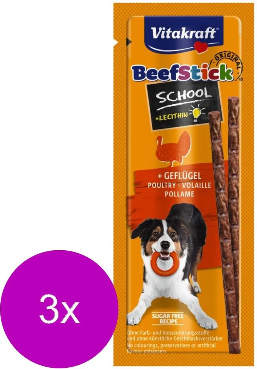 Vitakraft Beefstick School Hondensnacks - 3x20g
