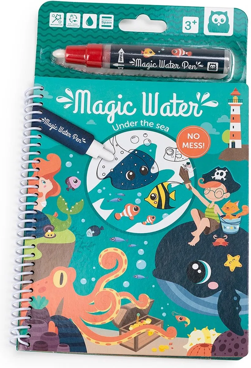 Eurekakids Magic Tekenboek met Water - Water Doodle Boek Zeedieren - Tekenen met Waterstift
