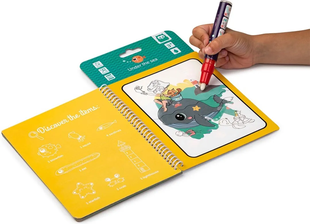 Eurekakids Magic Tekenboek met Water - Water Doodle Boek Zeedieren - Tekenen met Waterstift