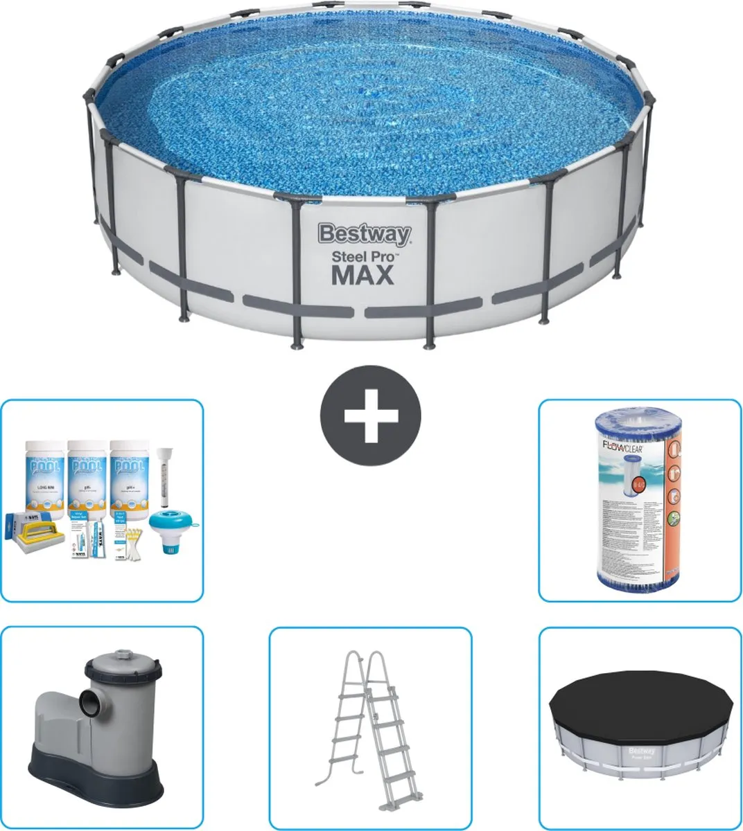Bestway Steel Pro MAX Zwembad 488x122cm - Grijs