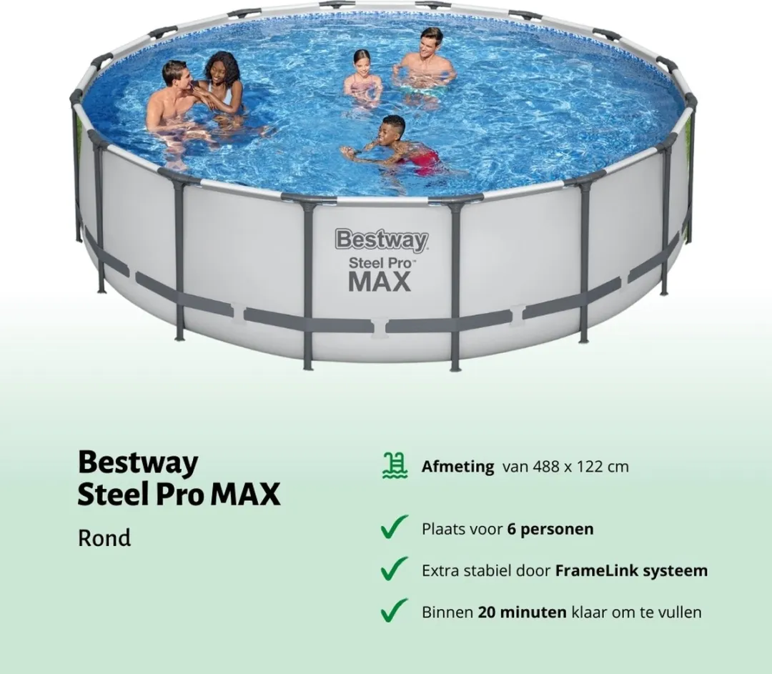 Bestway Steel Pro MAX Zwembad 488x122cm - Grijs