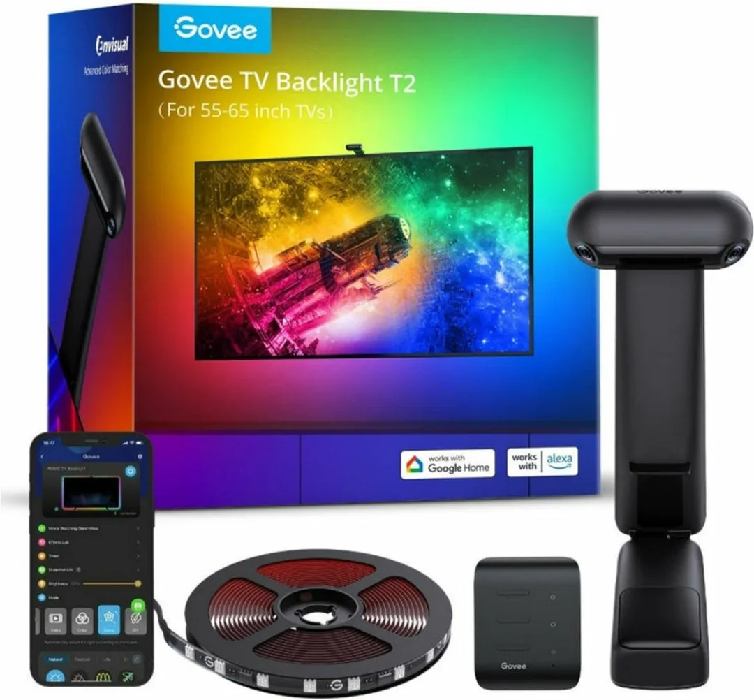 Govee TV Backlight T2 RGBWIC 55-65" - TV LED-strip - 216 LED's - Zwart