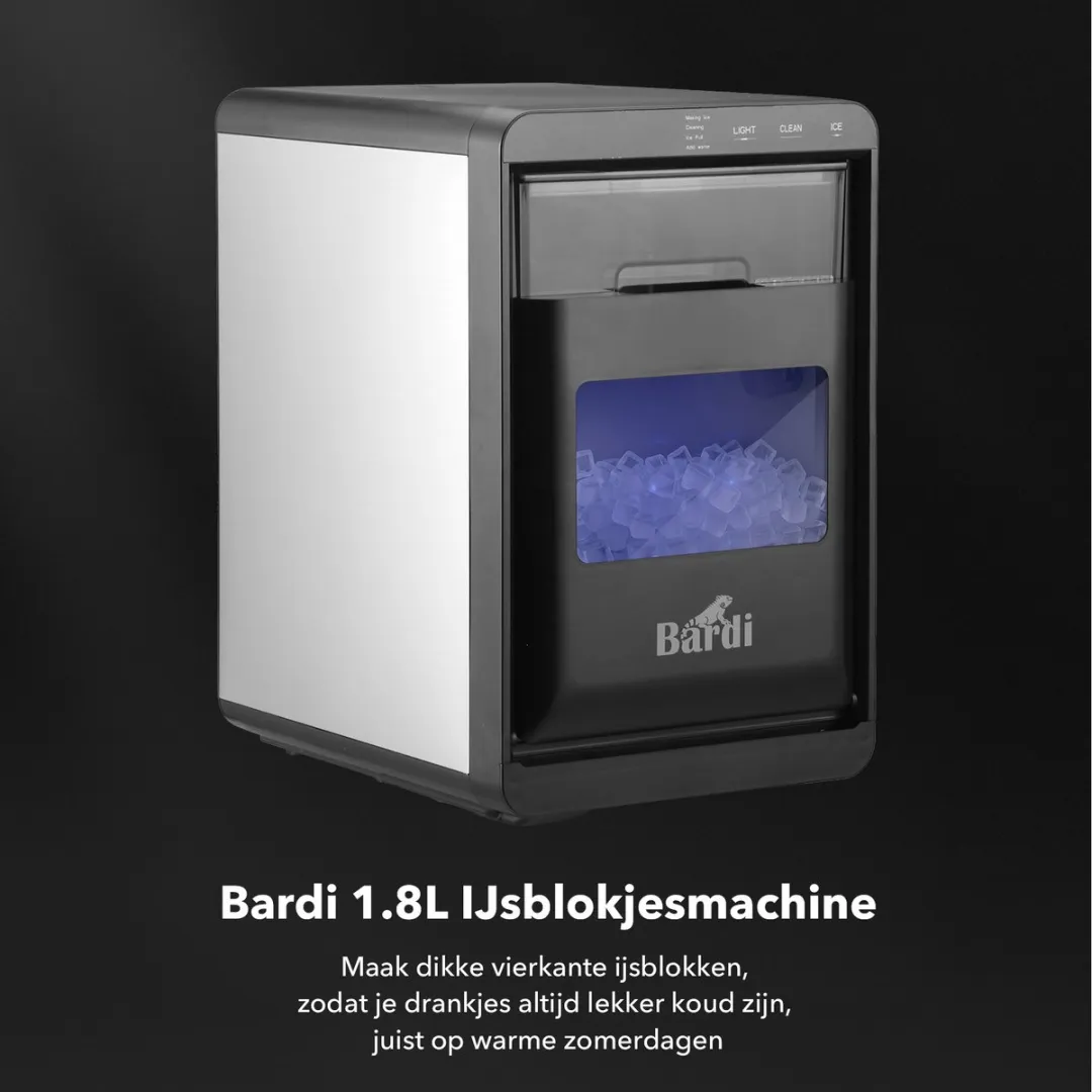 Bardi 50400 IJsblokjesmachine 1,8L - 20kg/24u - RVS