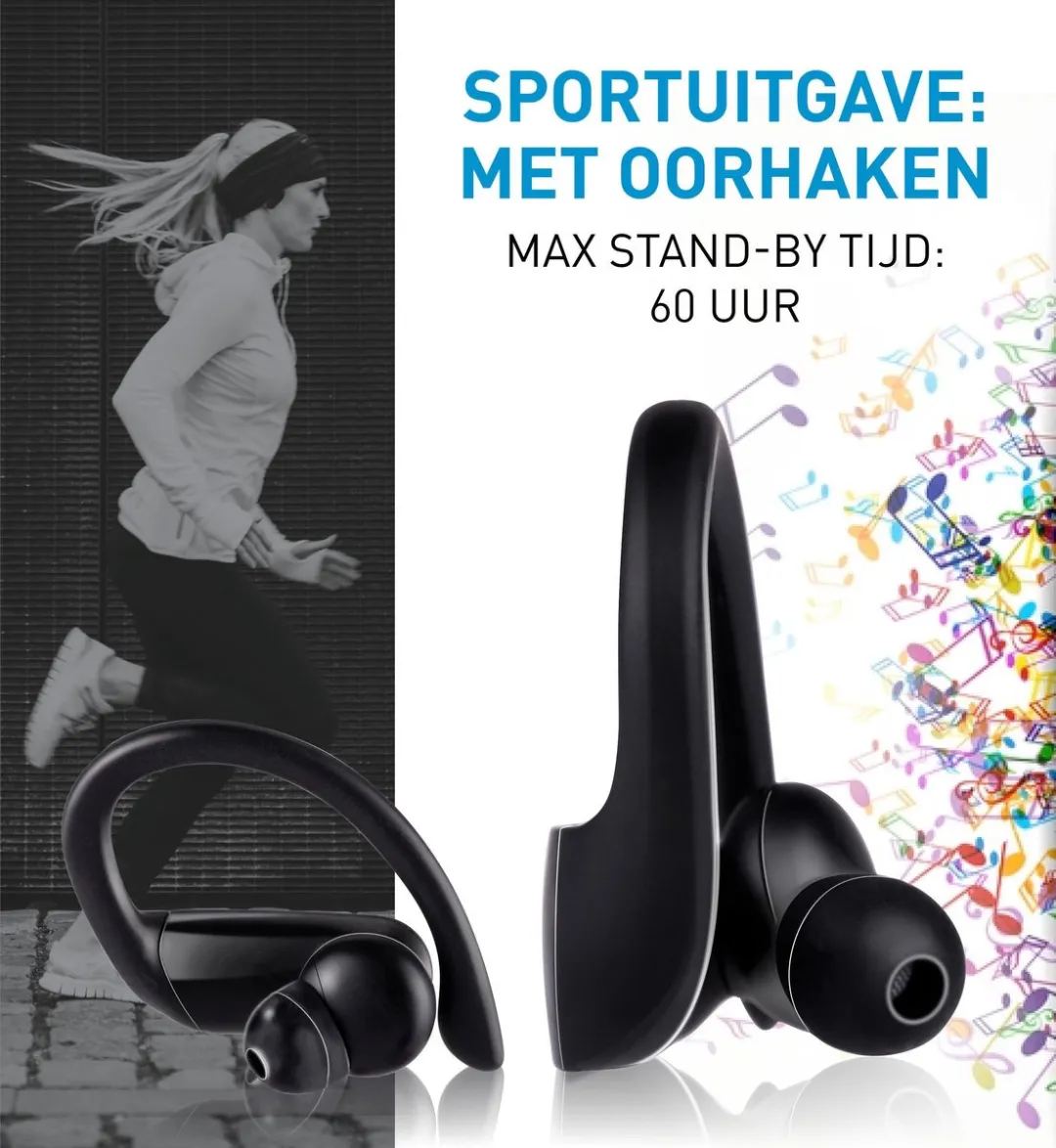 Grundig TWS Sport Draadloze Oordopjes - Zwart