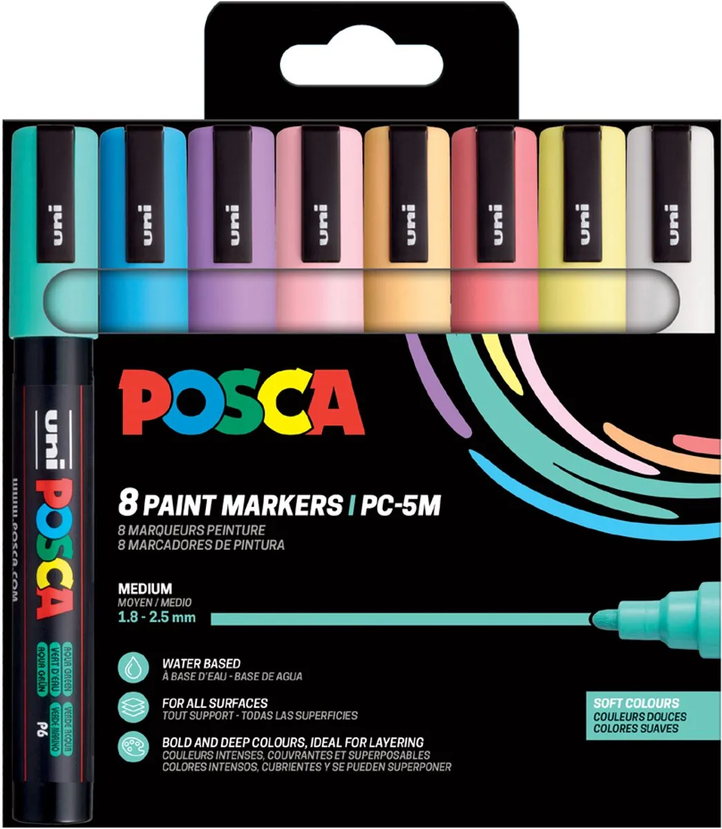 Paintmarker uni posca pc5m m fluor 4st assorti