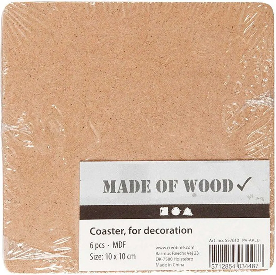 Creativ Company MDF Onderzetters 10x10cm - 6 Stuks