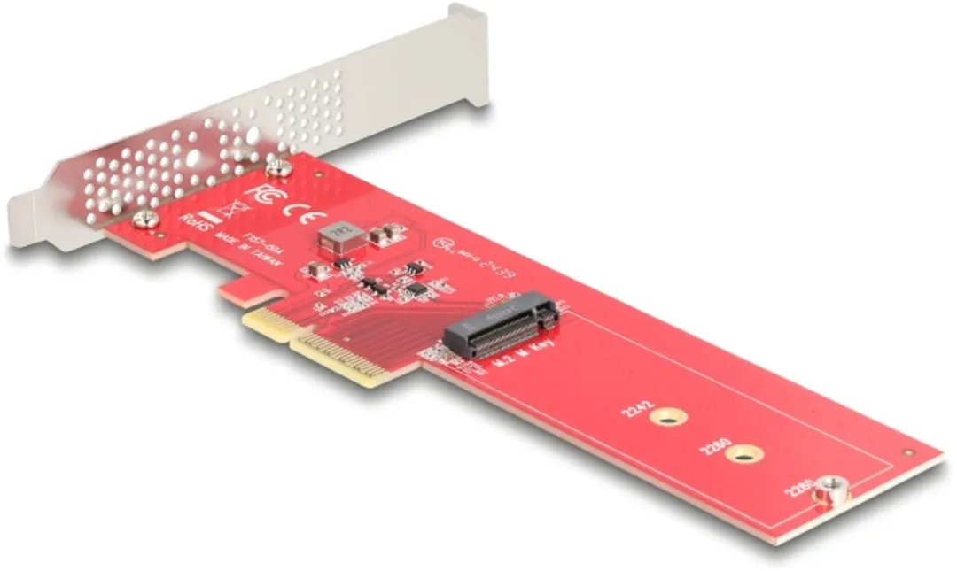 Delock PCIe 5.0 x4 Kaart naar 1x M.2 Key M NVMe - Rood