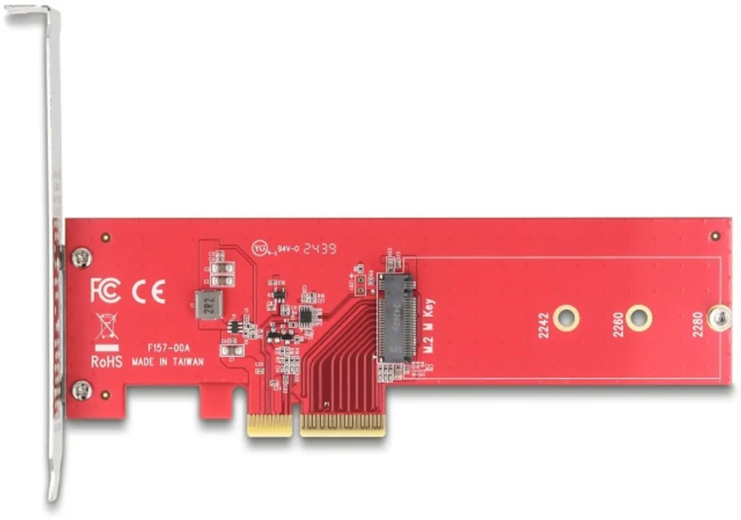 Delock PCIe 5.0 x4 Kaart naar 1x M.2 Key M NVMe - Rood