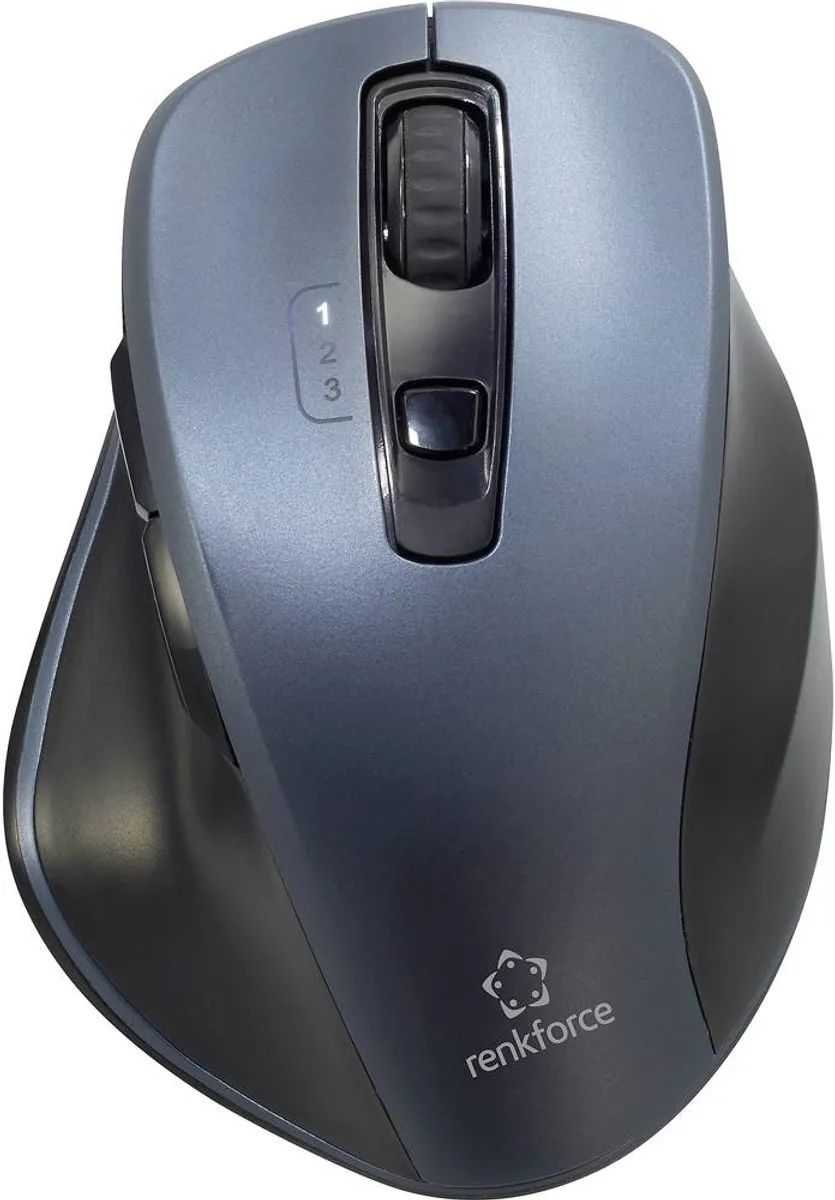 Renkforce RF-4509684 Ergonomische Bluetooth Muis - 7 Toetsen 1600dpi - Grijs