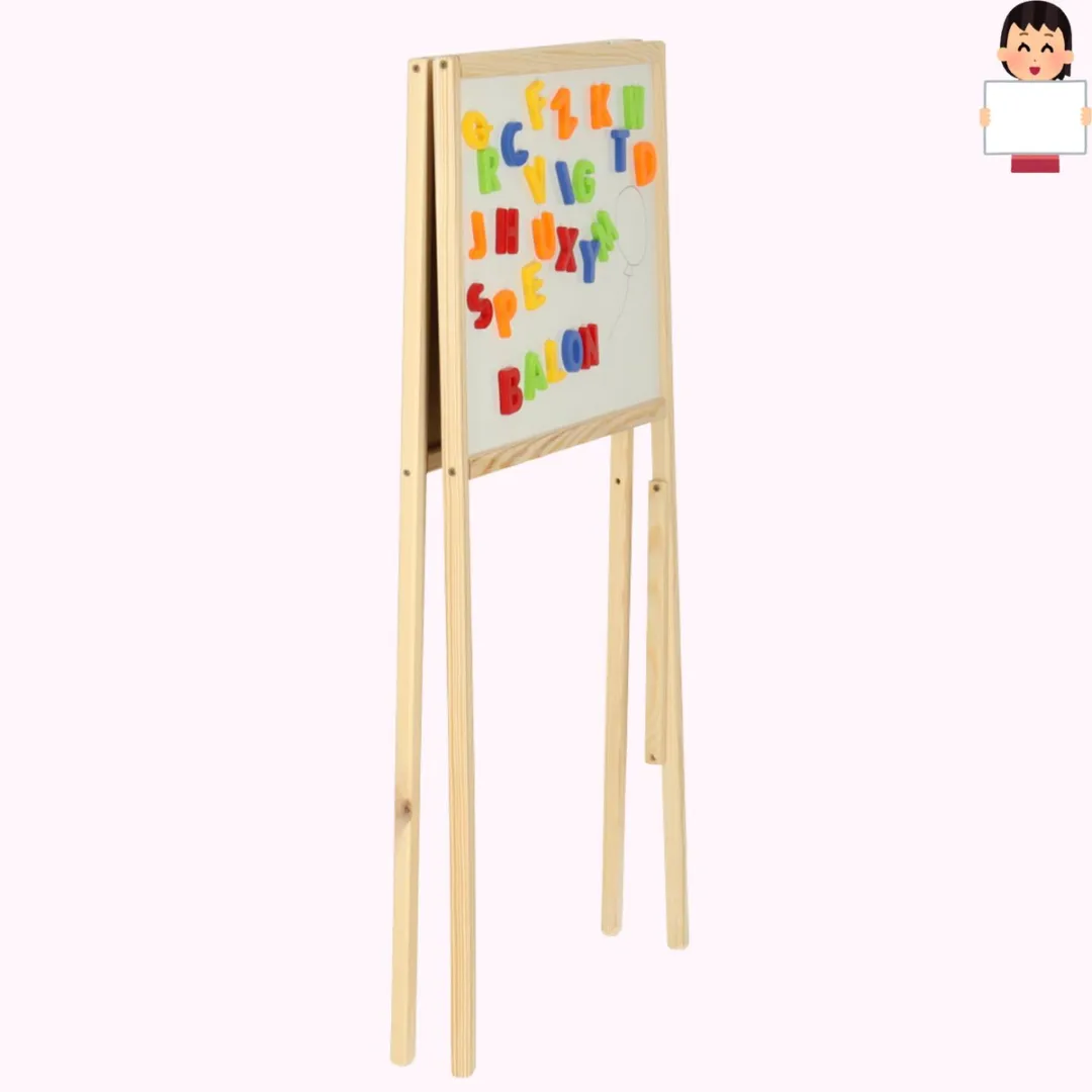EduPlay Dubbelzijdig Schoolbord Kinderbord - Magnetisch & Krijt - Hout