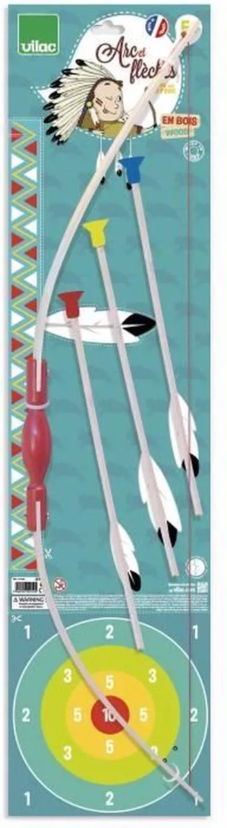 Vilac Houten Boog met 3 Pijlen VI2919 - Multicolor