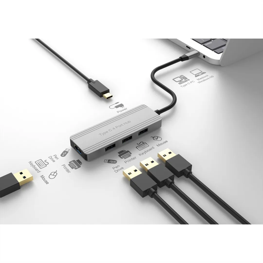 Value USB 3.2 Gen 1 Hub 4-voudig - Zilver