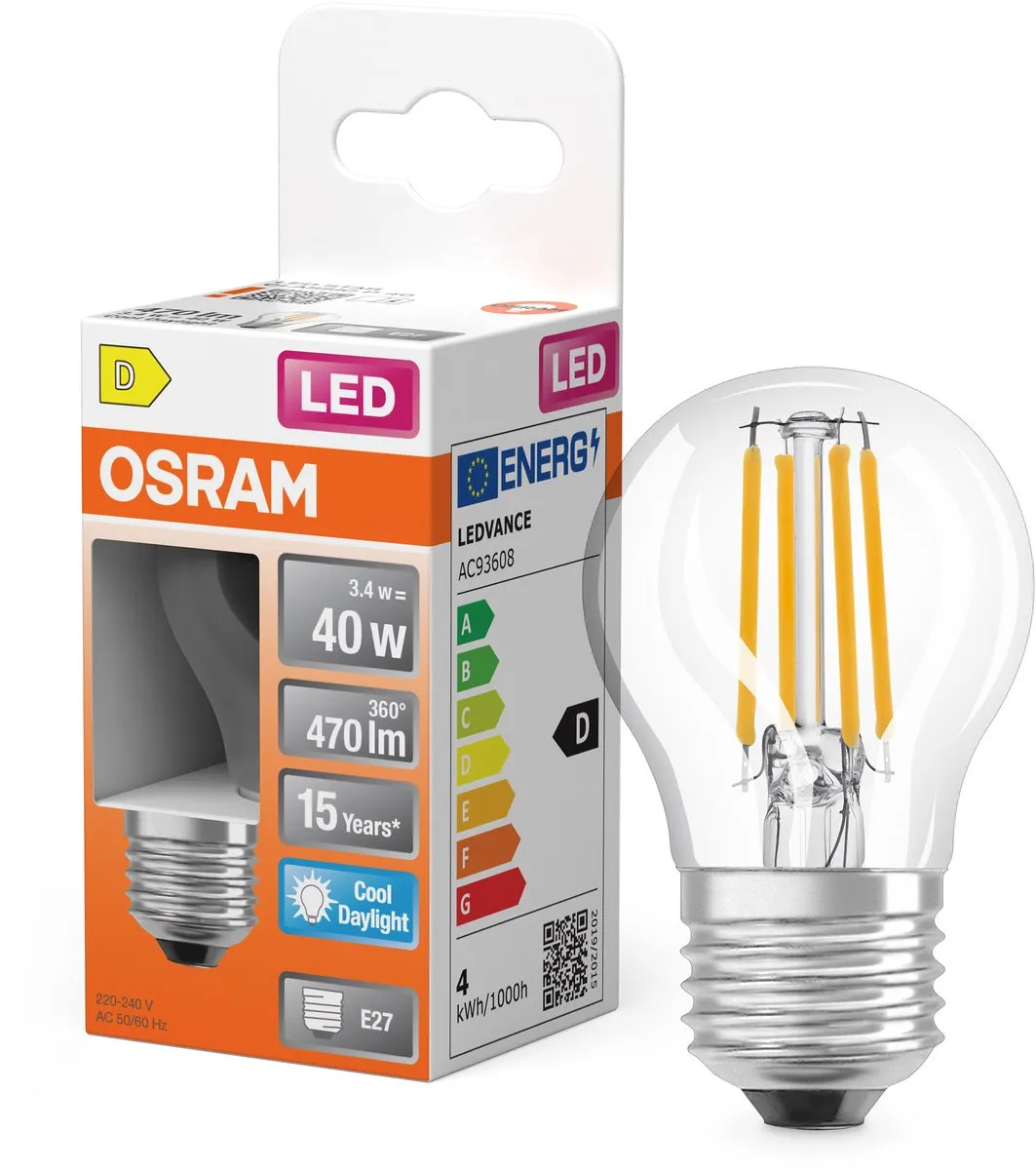 Osram LED-lamp Star Globe P40 Filament 6500K 3,4W E27 - 470lm Helder