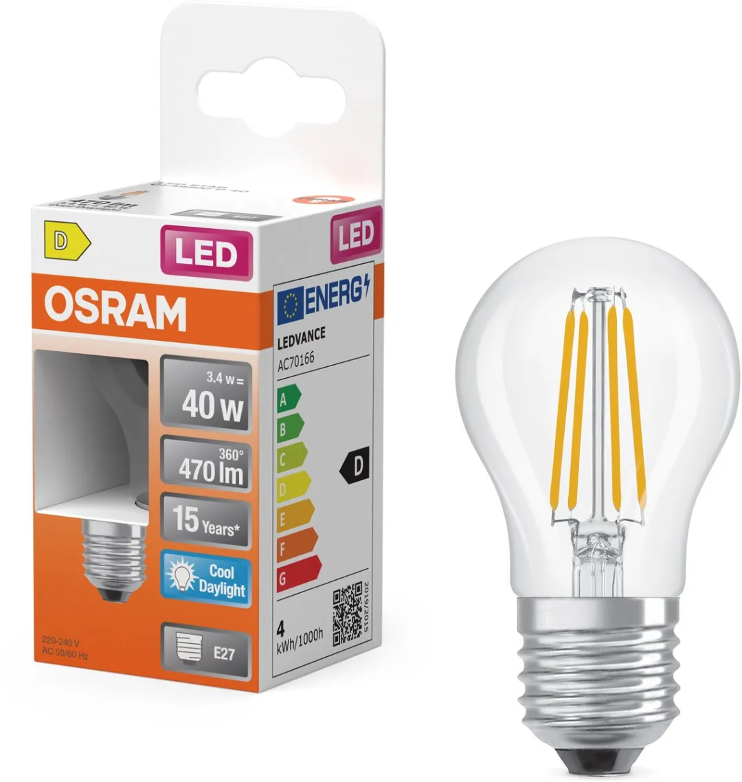 Osram LED-lamp Star Globe P40 Filament 6500K 3,4W E27 - 470lm Helder