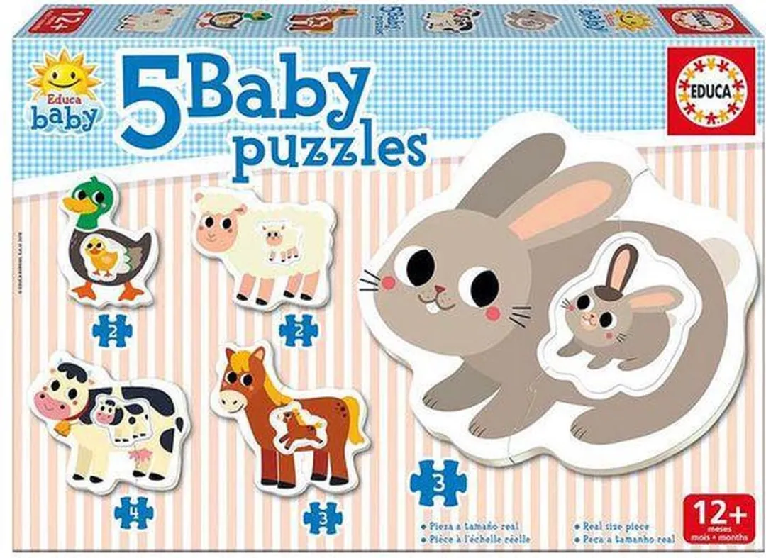 Educa De Boerderij Puzzle 12 Maanden - 5 Stukken - Grijs/Blauw/Roz