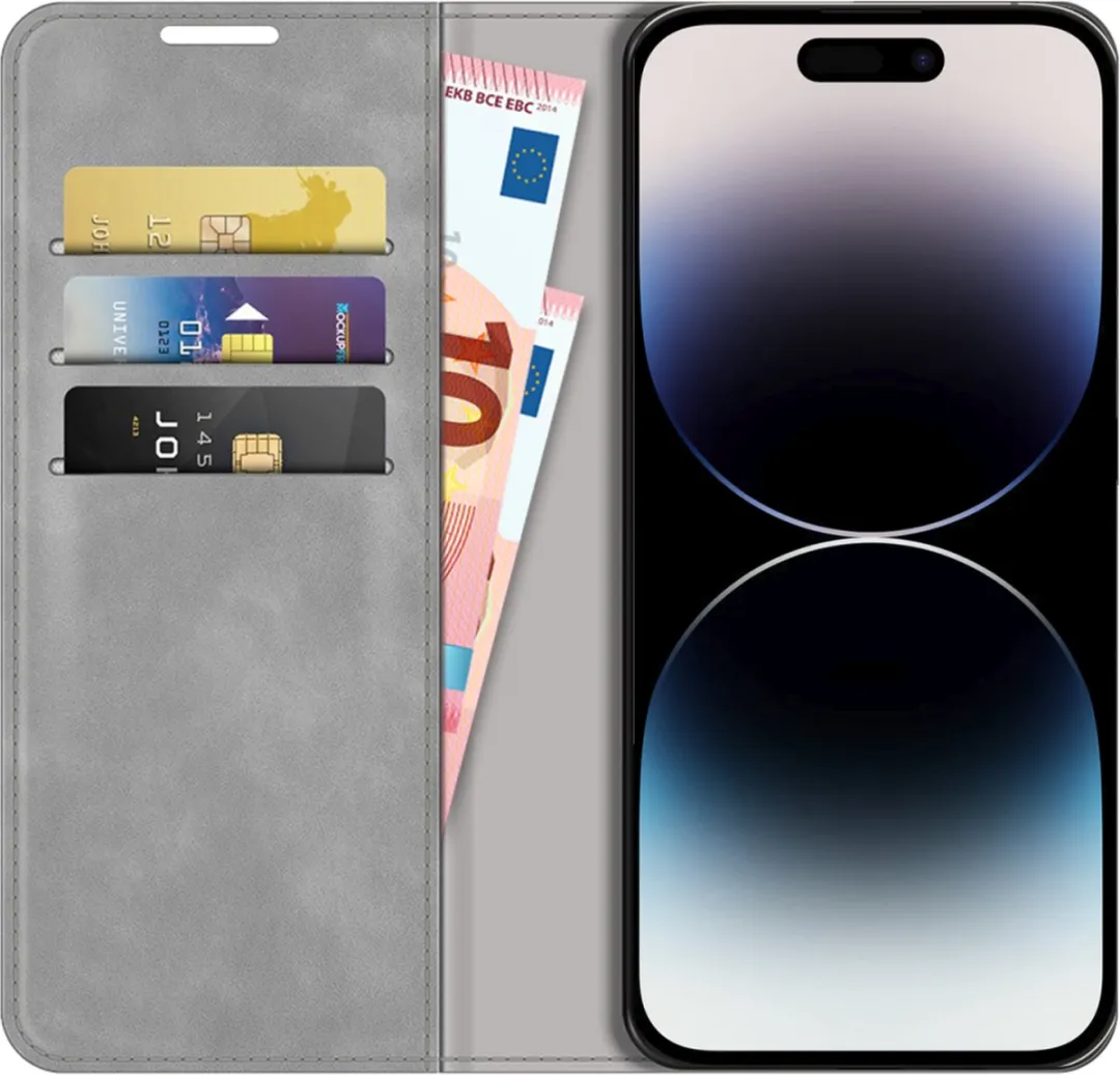 Just in Case Cazy iPhone 14 Pro Max Hoesje - 4 Pasjes Grijs