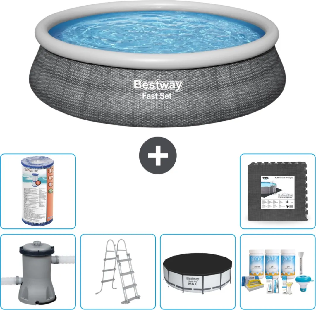 Bestway Fast Set Zwembad 457cm - 12.362L - Grijs
