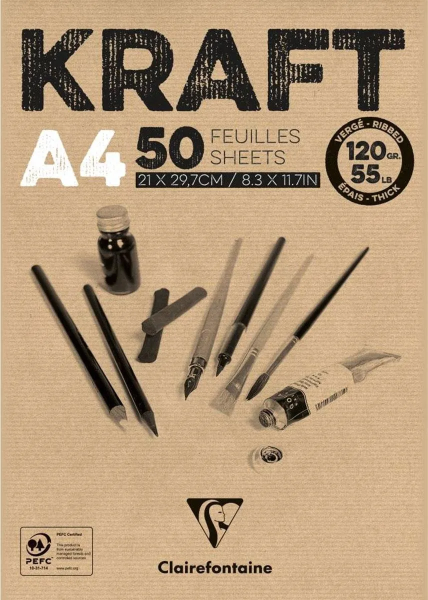 Clairefontaine Kraftpapier A4 Blok 50 Vel 120gr