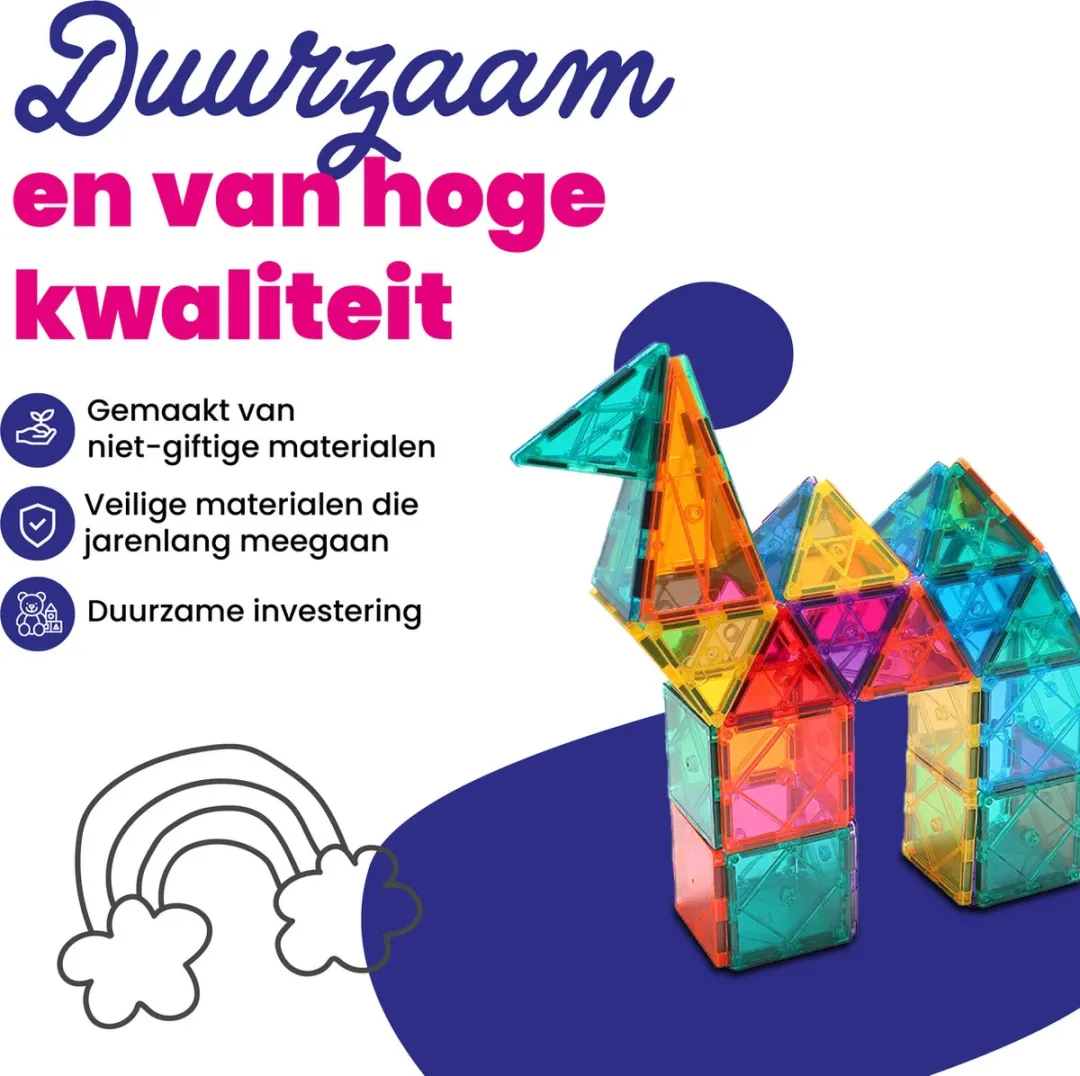 LiasToys Magnetic Tiles Magnetisch Speelgoed 78 Stuks - Multicolor