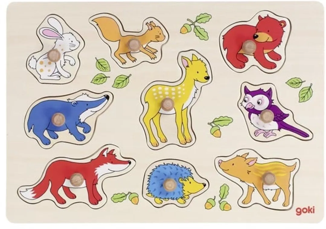 Goki Lift Out Puzzle Forest Animals 9 Stuks - Multicolor