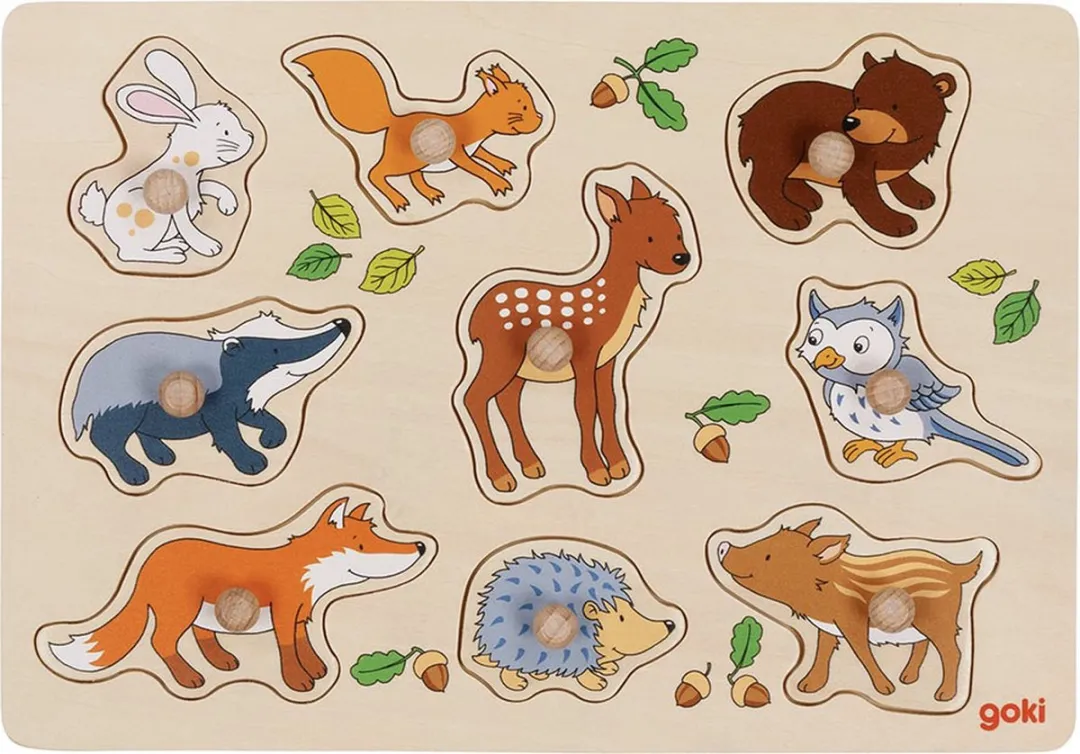 Goki Lift Out Puzzle Forest Animals 9 Stuks - Multicolor