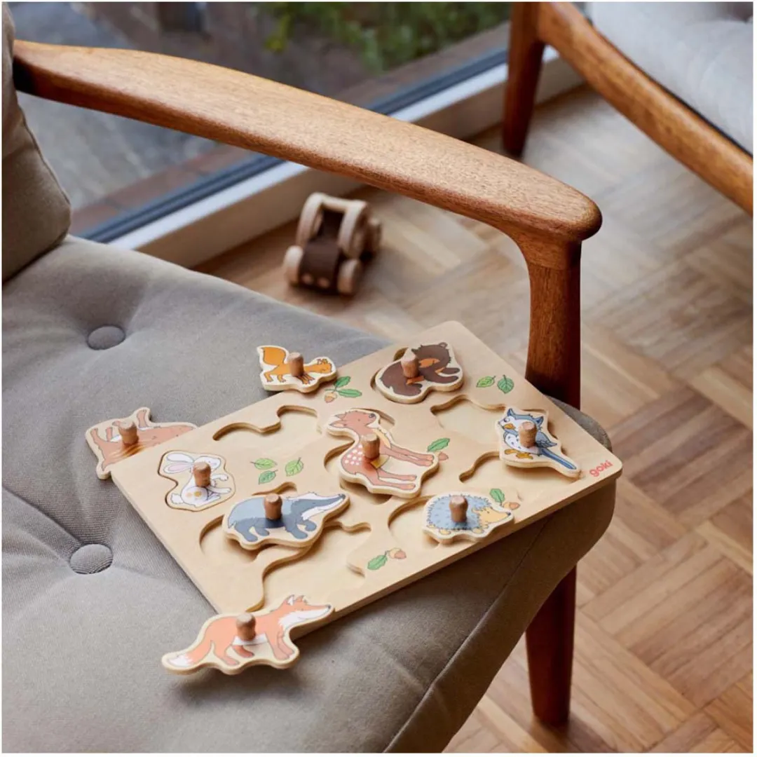 Goki Lift Out Puzzle Forest Animals 9 Stuks - Multicolor
