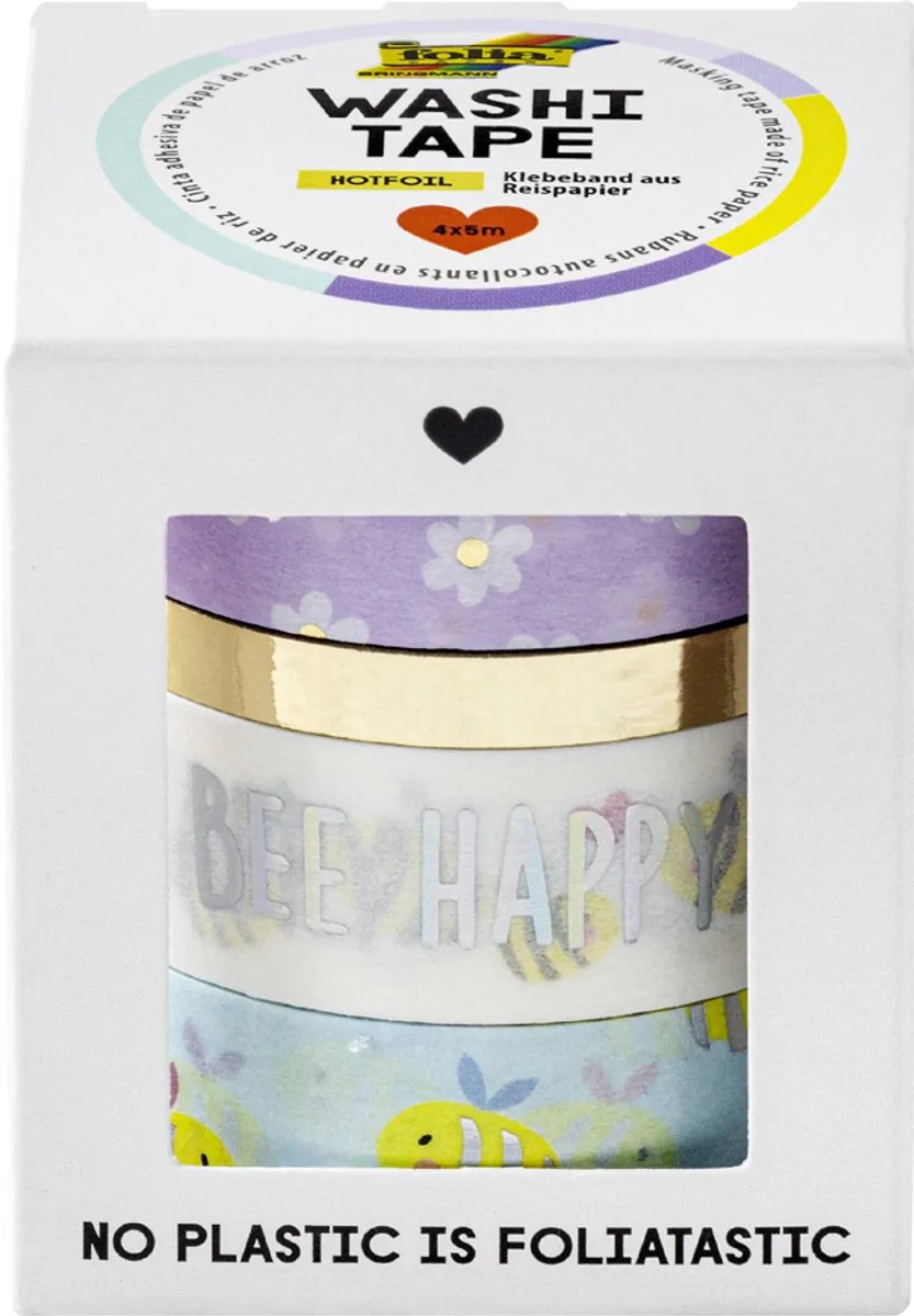 Folia Washi-Tape HOTFOIL SUNNYSIDE - 4 Rollen 5m Meerkleurig - afbeelding 6 van 6