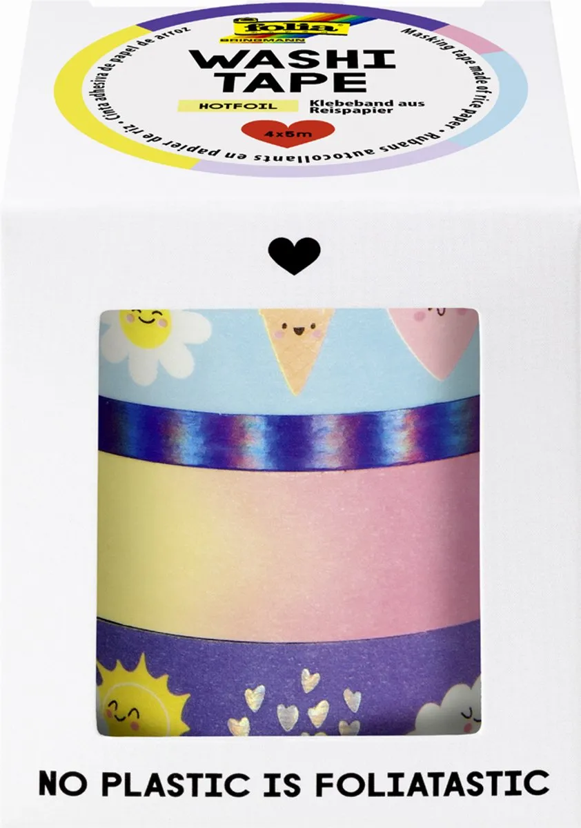 Folia Washi-Tape HOTFOIL SUNNYSIDE - 4 Rollen 5m Meerkleurig