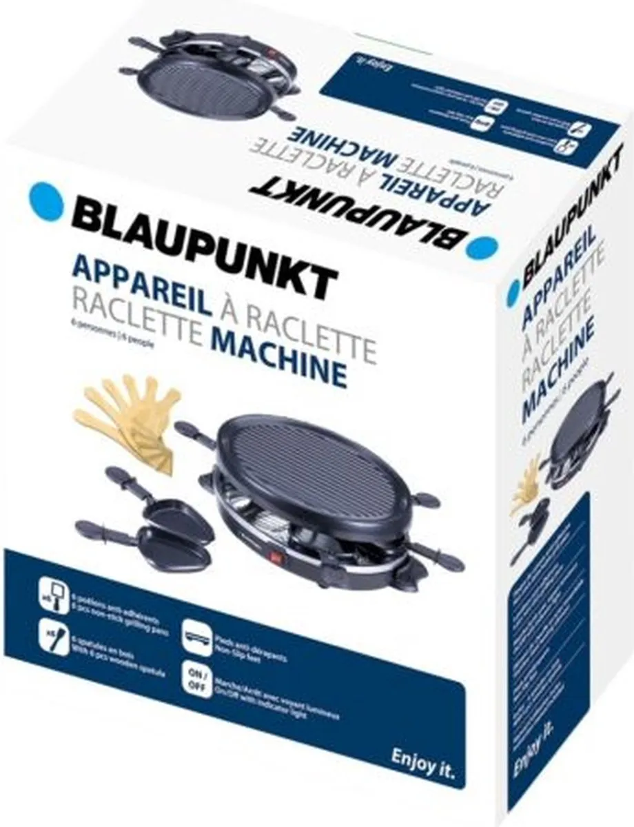 Blaupunkt Gourmetset Raclettemachine MEN00806 - 800W - 7 Platen - Zwart