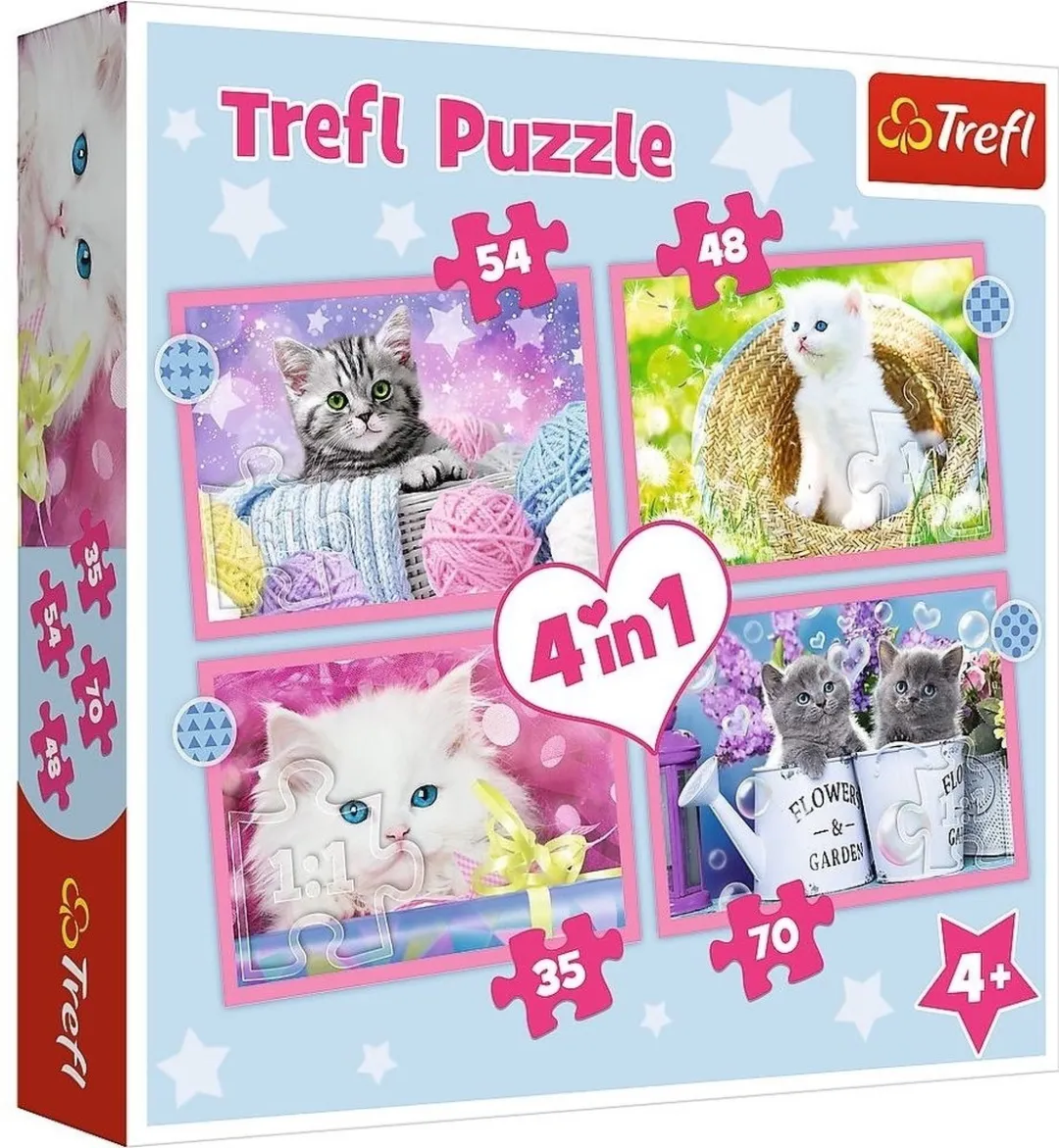 Trefl Grappige Katjes 4-in-1 Puzzel