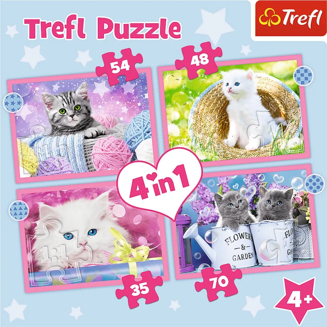 Trefl Grappige Katjes 4-in-1 Puzzel - 207 Stuks
