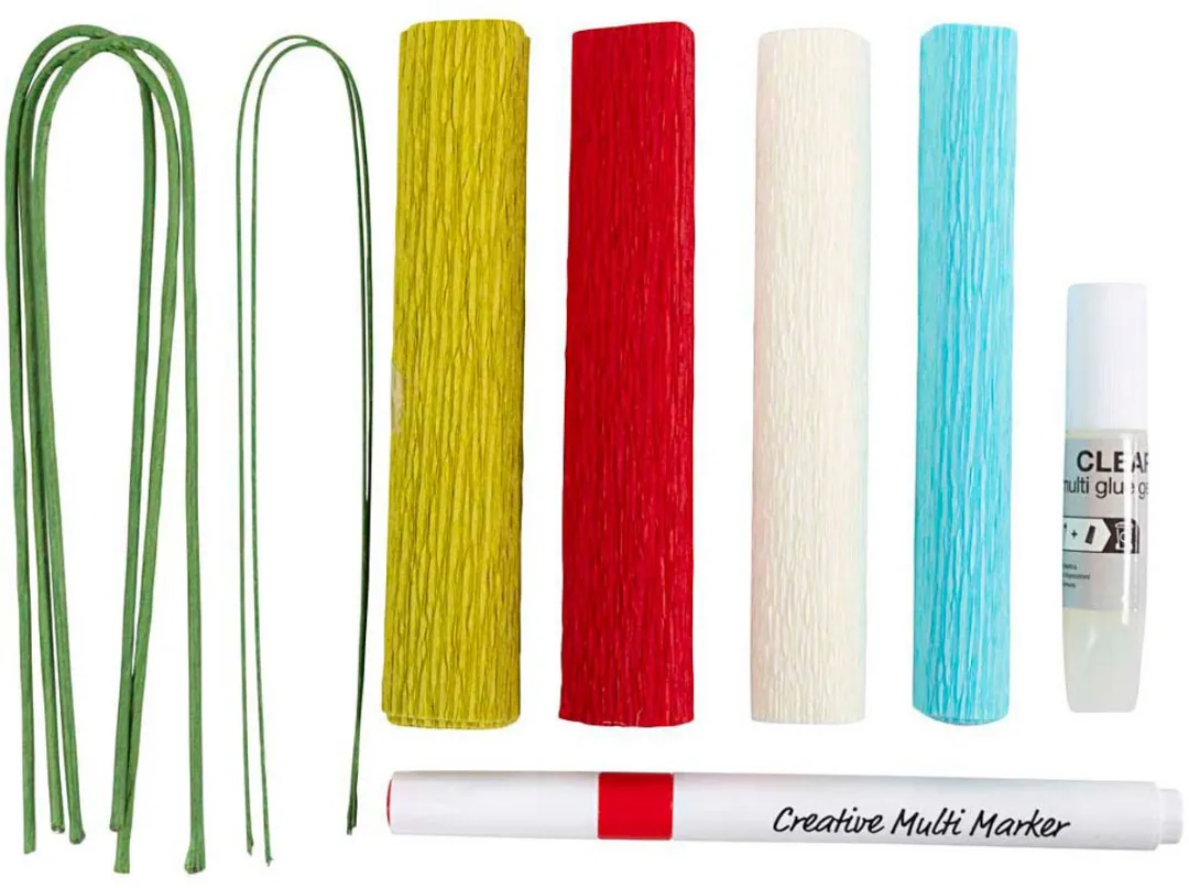 Creativ Company Mini Hobbyset Crepepapier Bloemen Pastelkleuren - 5 Stuks