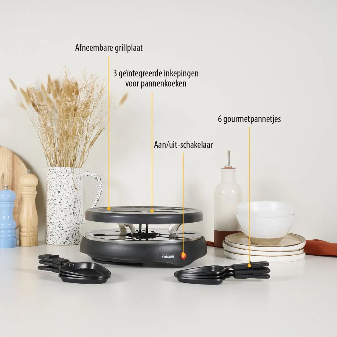 Tristar Gourmetset RA-2998 - 800W - 6 Personen - Blauw