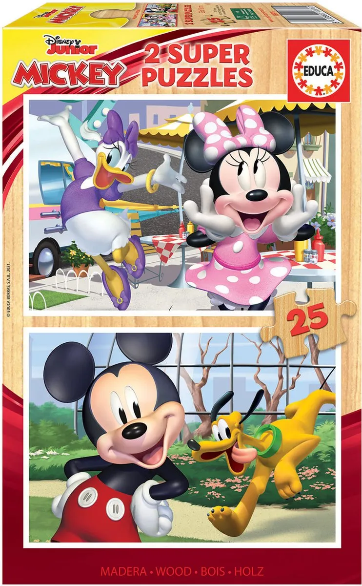 Educa Mickey & Friends Houten Puzzel 225 Stuks