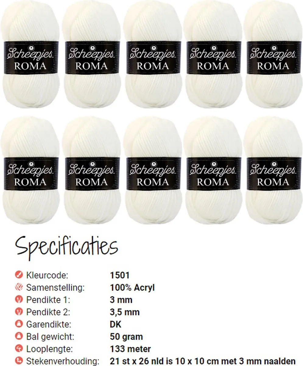Scheepjes Roma 1501 Wit - 10 Bollen 50g