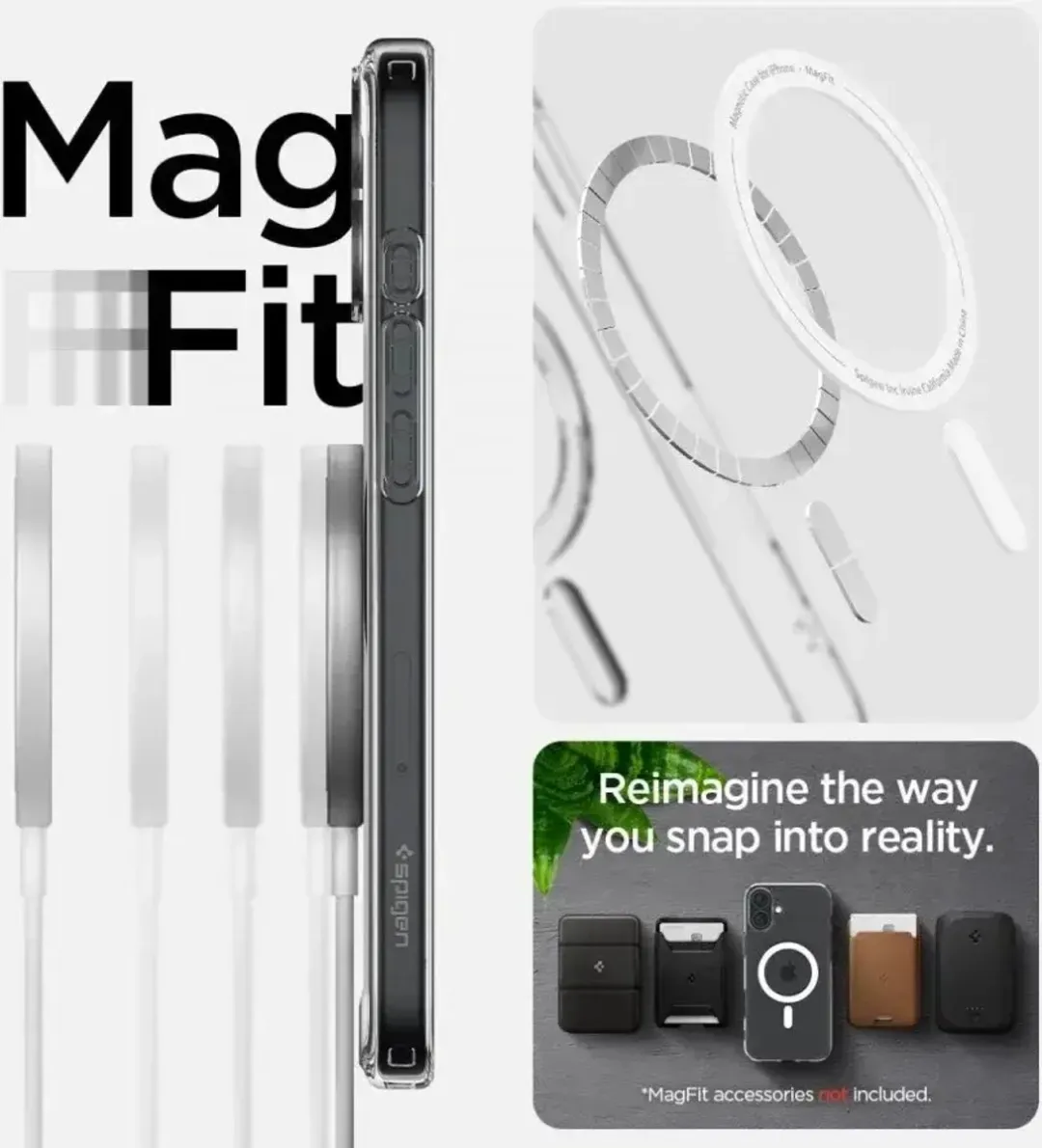Spigen Crystal Hybrid MagFit Hoesje iPhone 16 Plus ACS08096 - Transparant Wit
