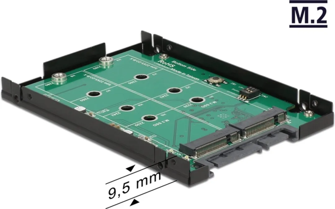Delock DLCK-62590 2,5" SATA Behuizing voor 2 M.2 SSD's - Zwart