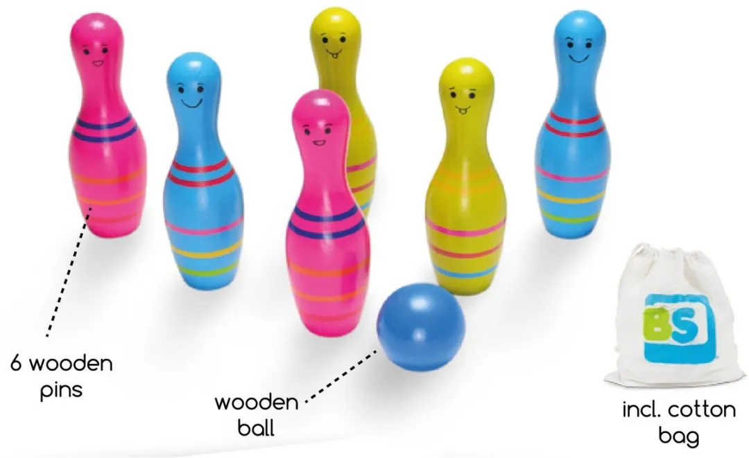 BS Toys Skittles Bowling Kegelspel - 6 Kegels - Rood/Wit - afbeelding 6 van 6