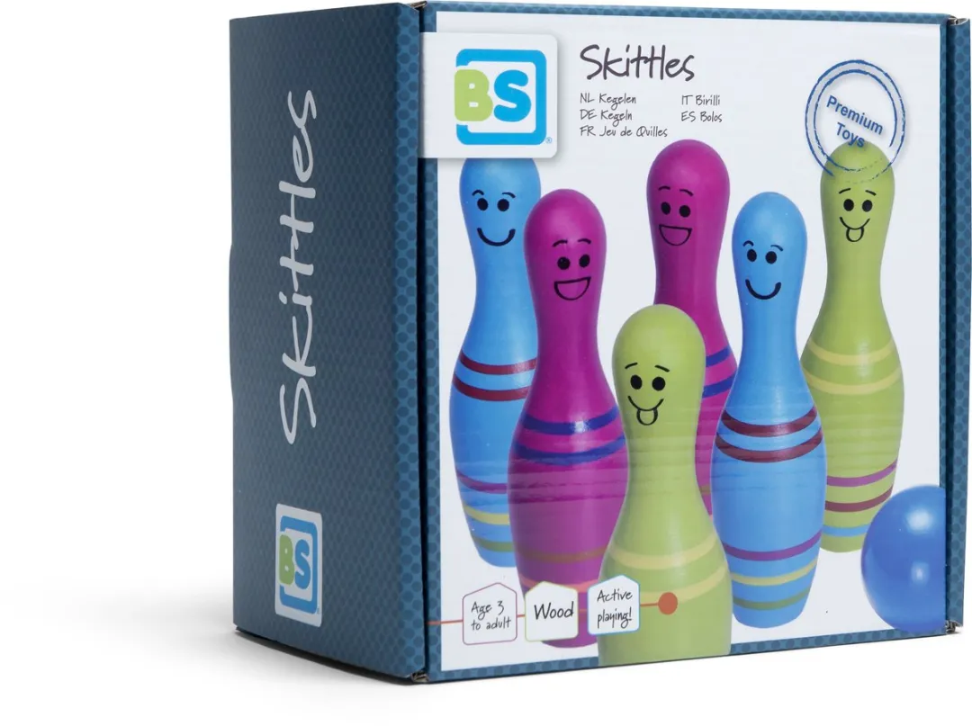 BS Toys Skittles Bowling Kegelspel - 6 Kegels - Rood/Wit