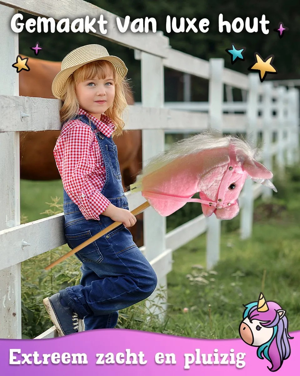 Venditoy® Hobbyhorse Stok Paard - Eenhoorn Stokpaardje - Houten Speelgoed Peuter - Buitenspeelgoed - Unicorn Hobby Horse Spullen - schoencadeautjes sinterklaas - Destiny
