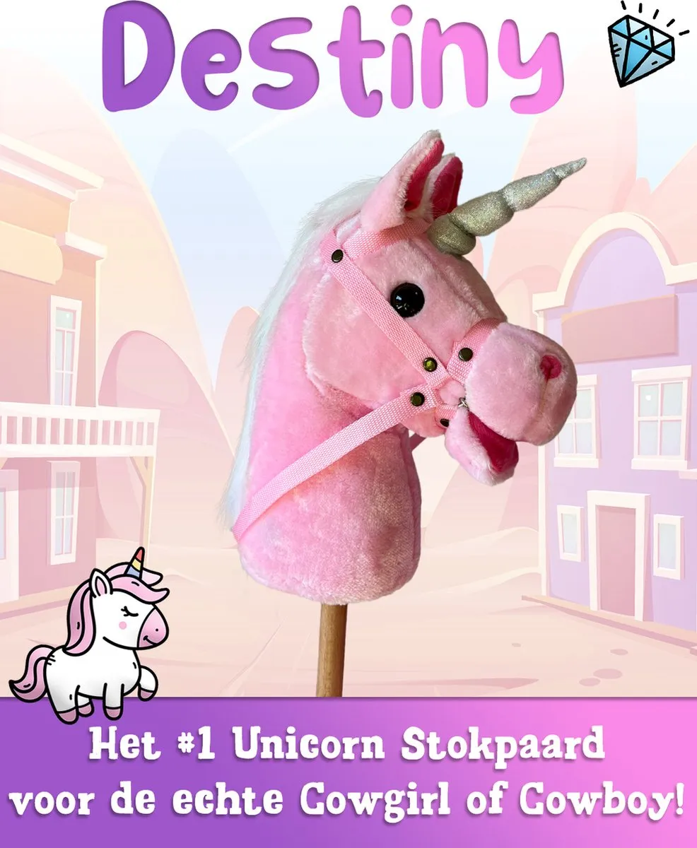 Venditoy® Hobbyhorse Stok Paard - Eenhoorn Stokpaardje - Houten Speelgoed Peuter - Buitenspeelgoed - Unicorn Hobby Horse Spullen - schoencadeautjes sinterklaas - Destiny